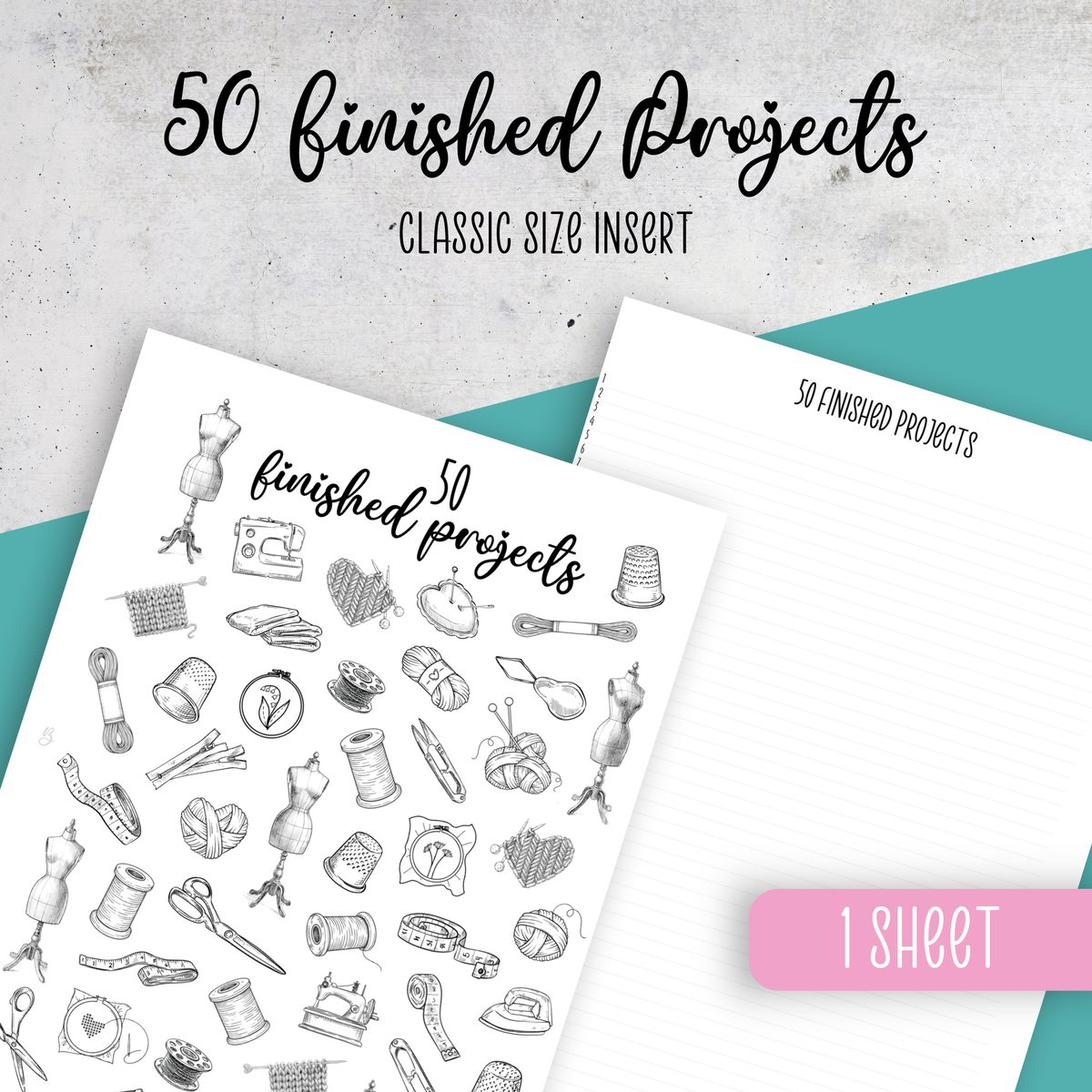50 Finished Projects Challenge, Classic Size Insert