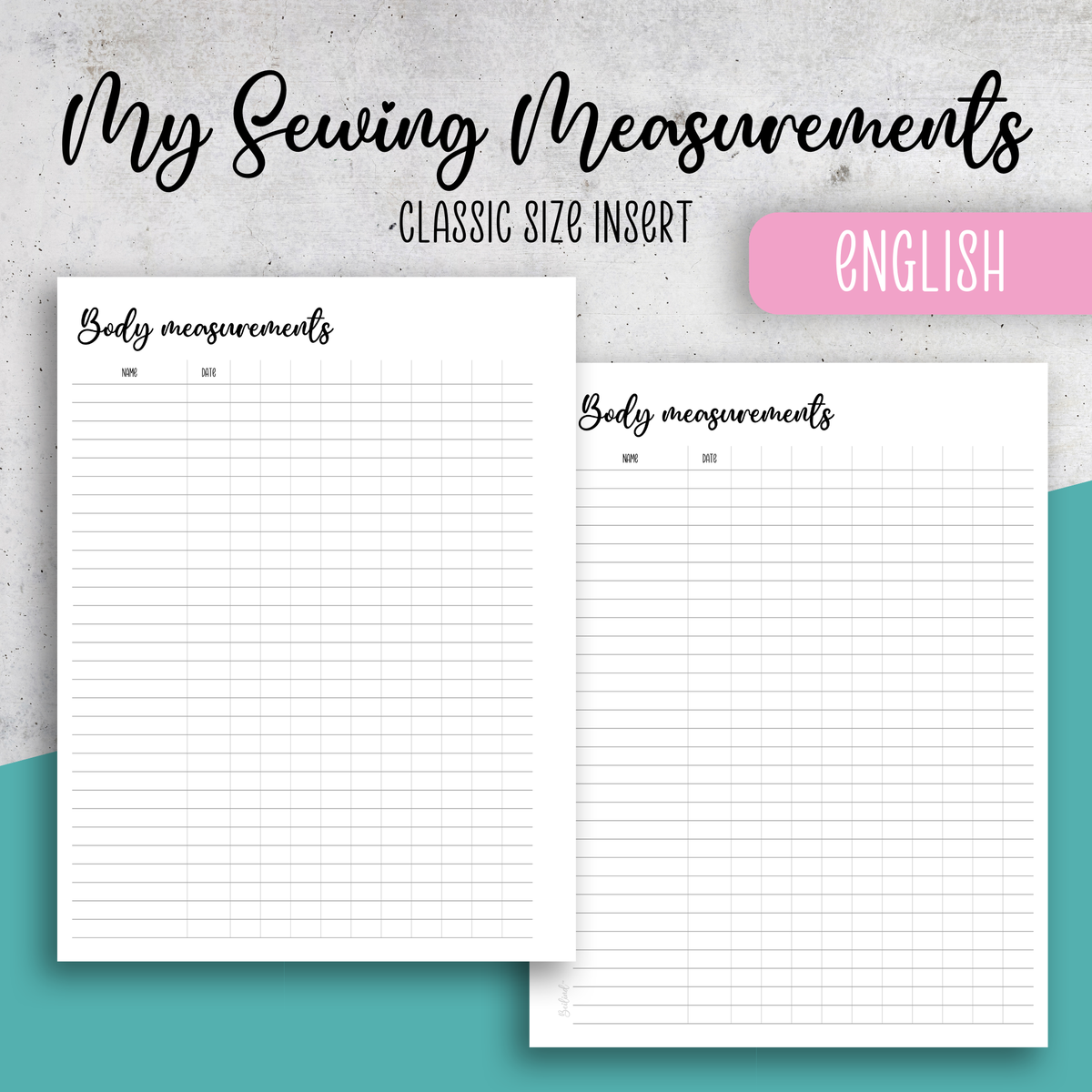 Body Measurements, Classic Size Insert