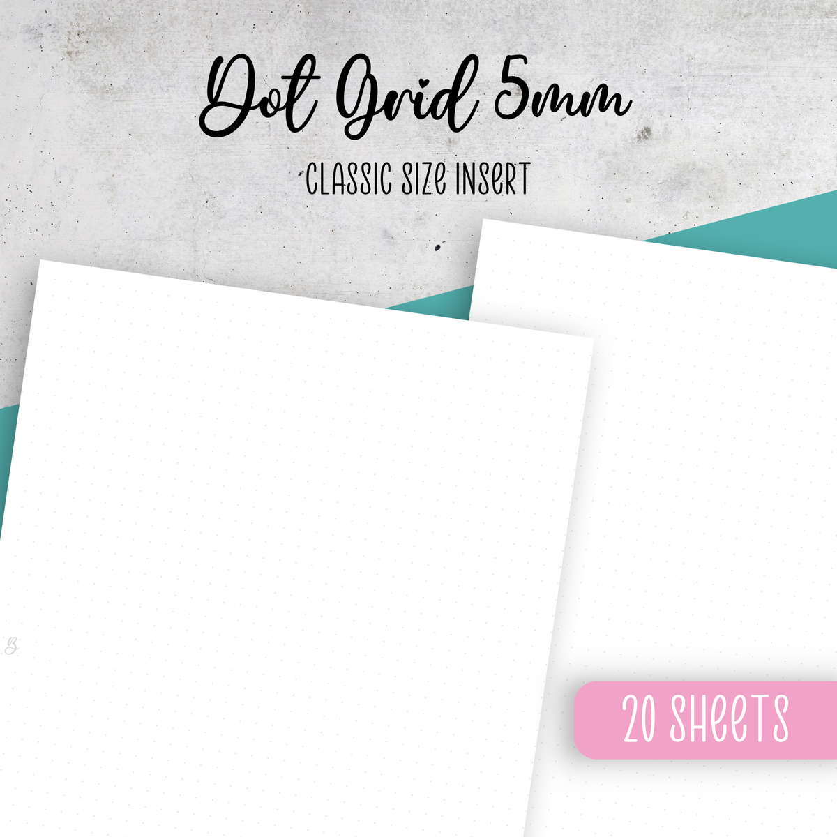 Dot Grid 5mm, 20 sheet Bundle, Classic Planner Insert