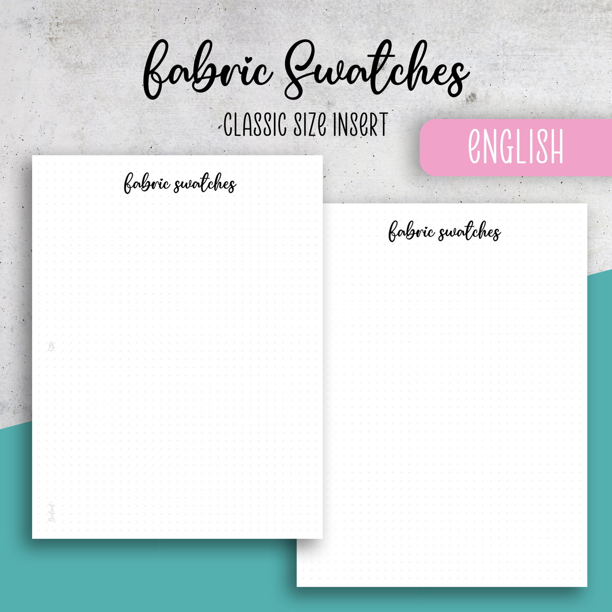 Fabric Swatches, Classic Size Insert