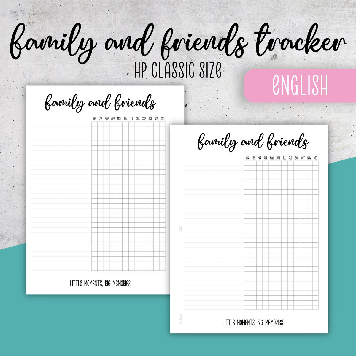 Family and Friends Tracker, Classic Size Insert
