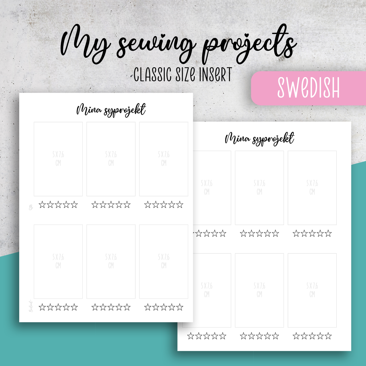 My sewing projects, Classic Size Insert