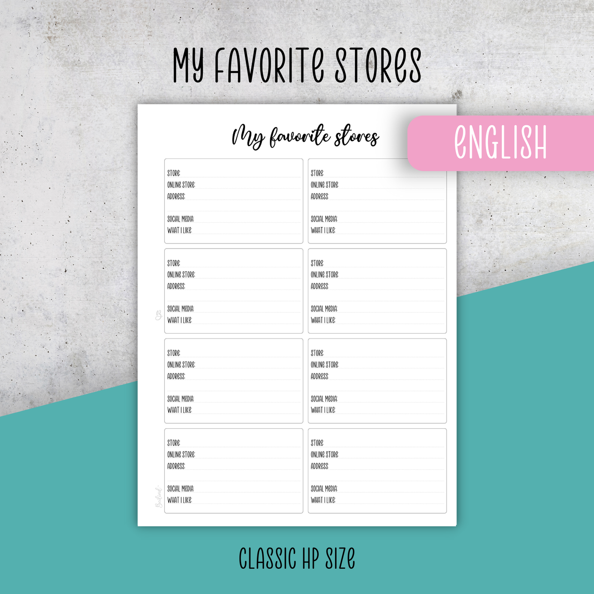 Favorite Shops, Classic Size Insert