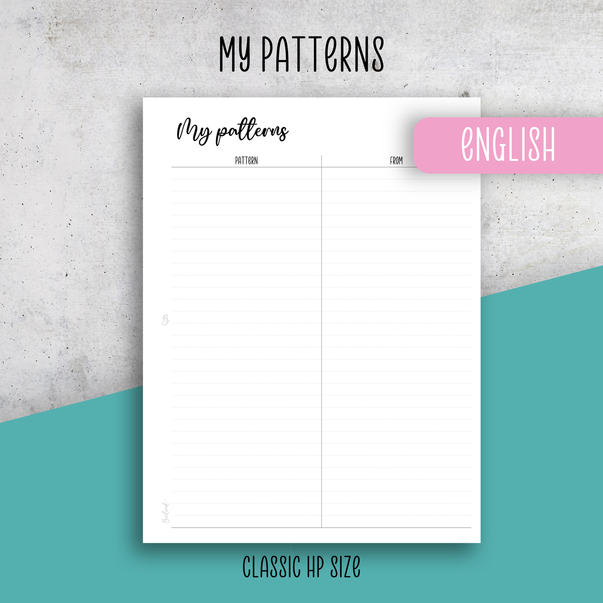My Patterns, Classic Size Insert