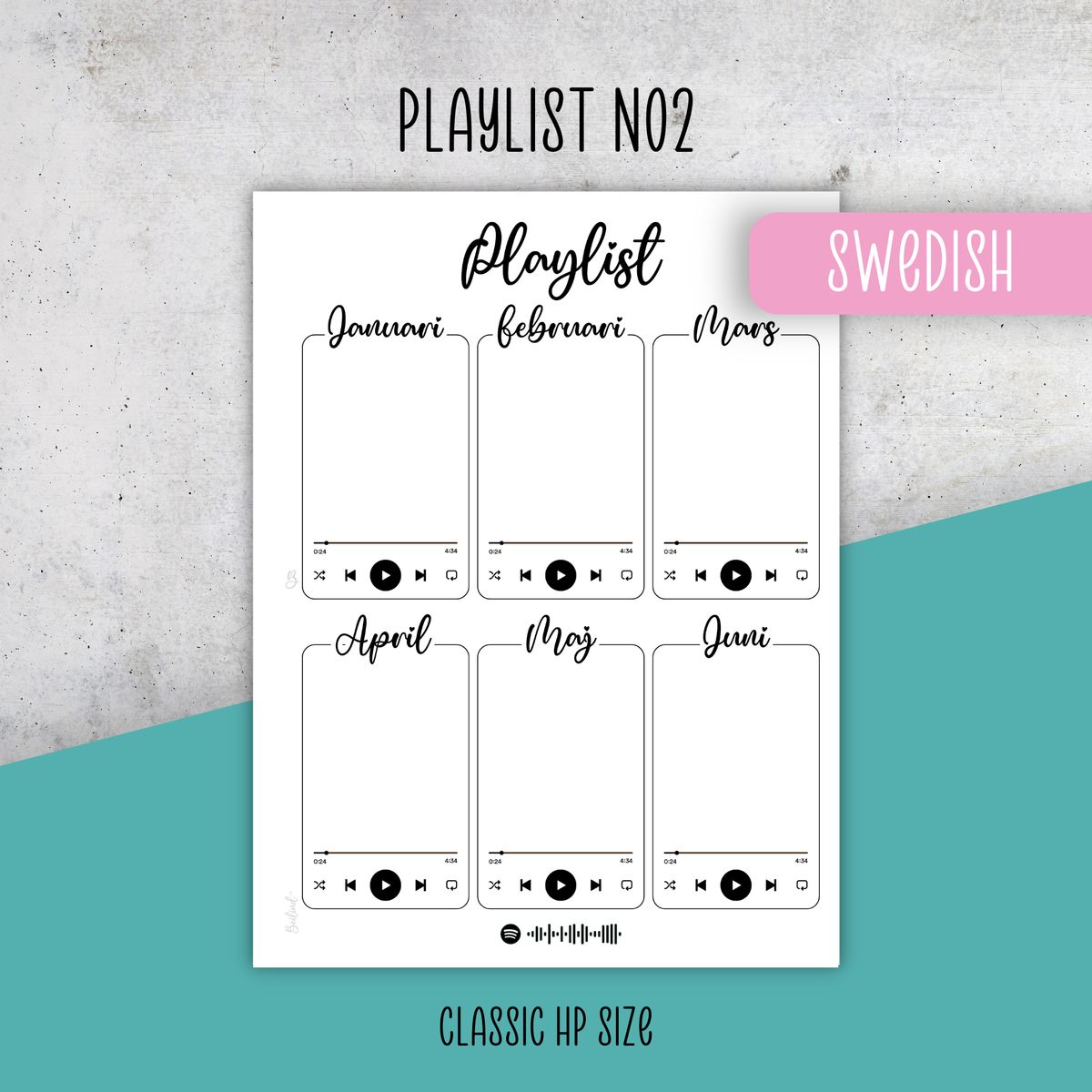 Playlist No2, Classic Size Insert