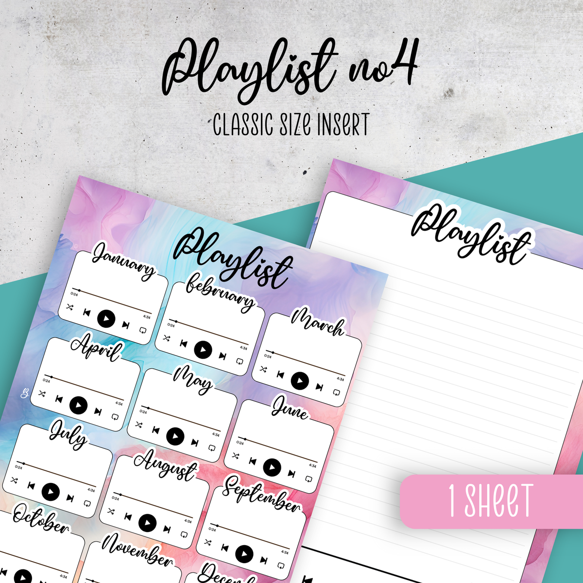 Playlist No4, Pastel Ink, Classic Size Insert
