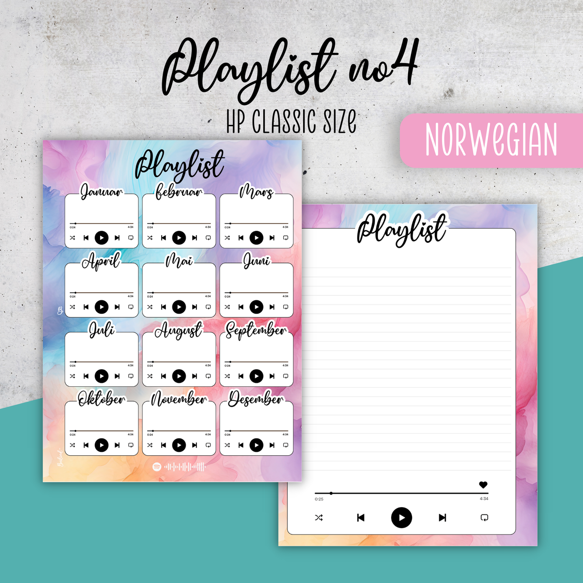 Playlist No4, Pastel Ink, Classic Size Insert