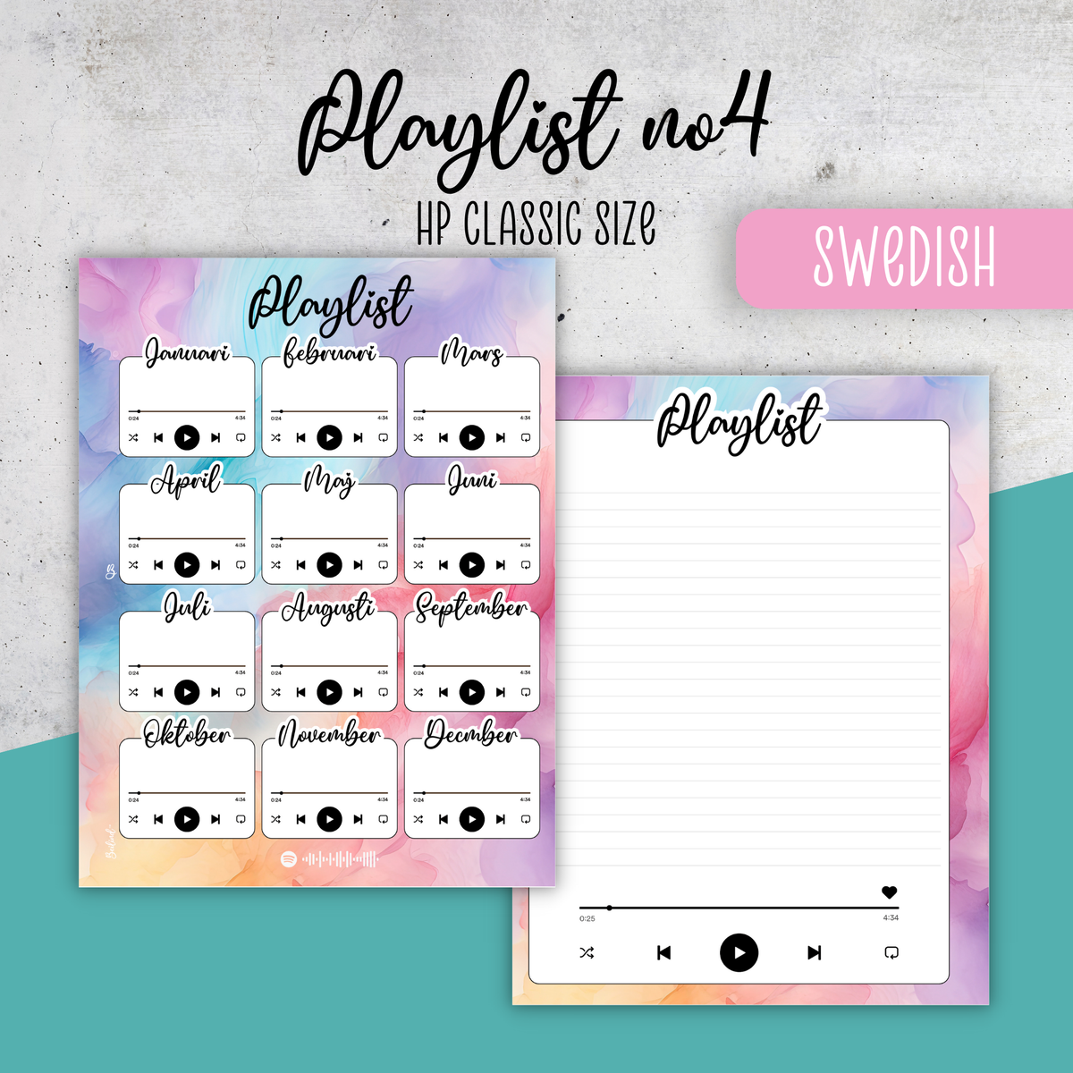 Playlist No4, Pastel Ink, Classic Size Insert