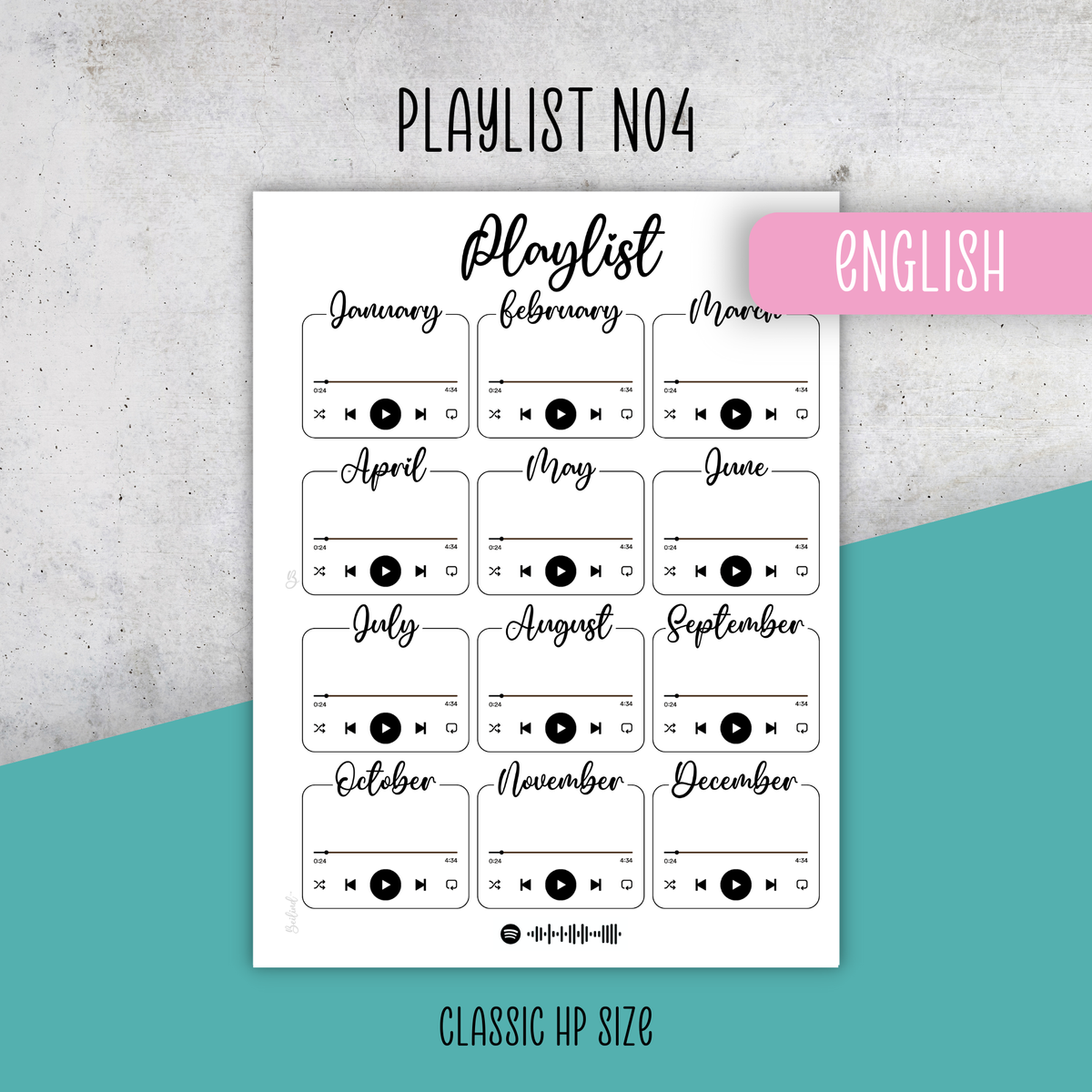 Playlist No4, Classic Size Insert