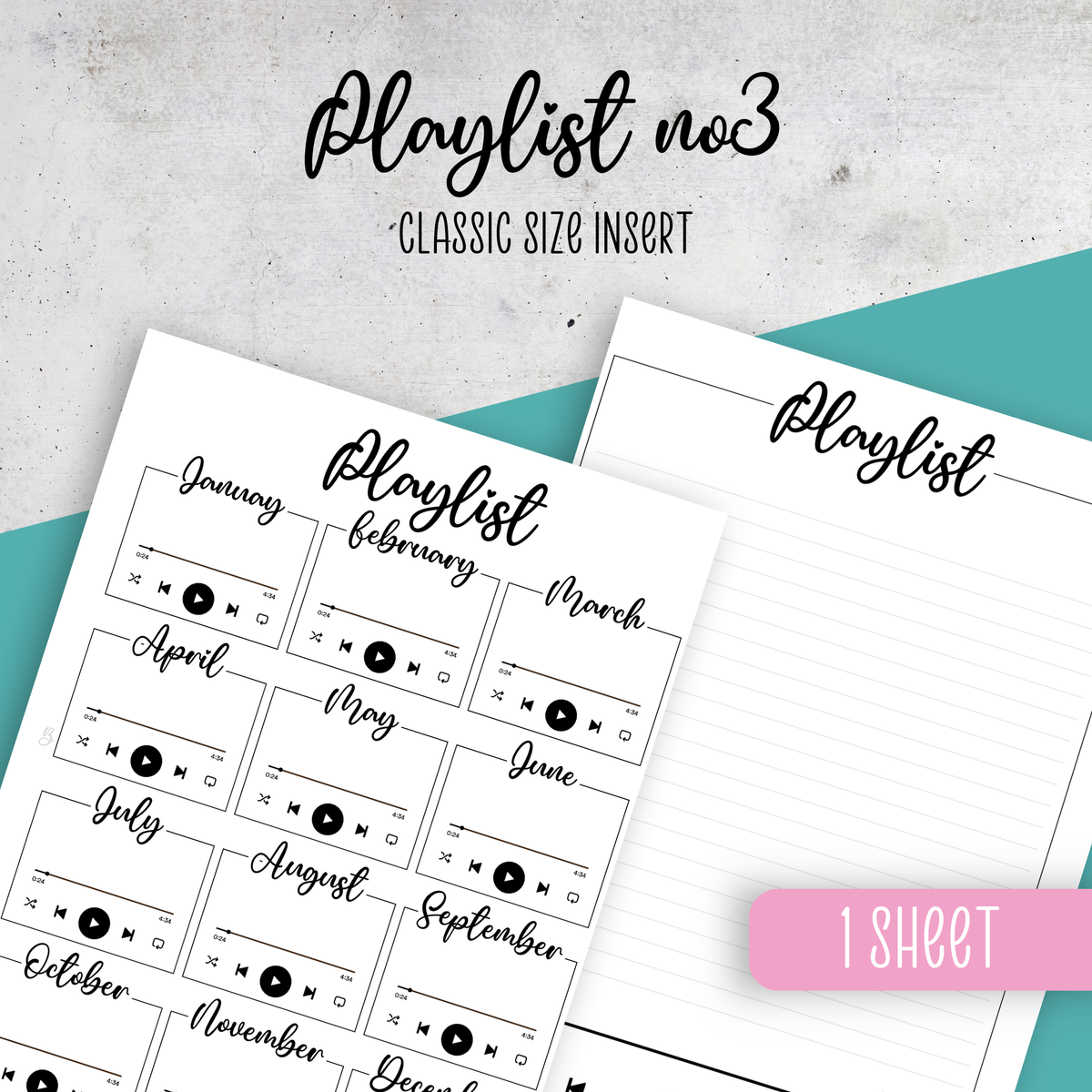 Playlist No3, Classic Size Insert