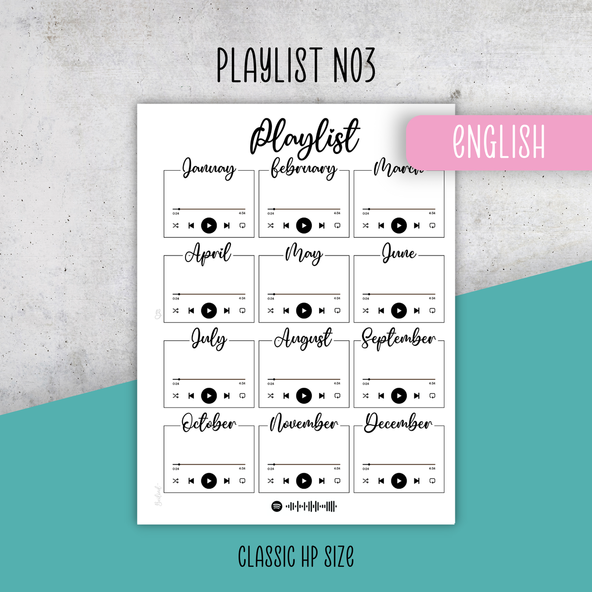 Playlist No3, Classic Size Insert