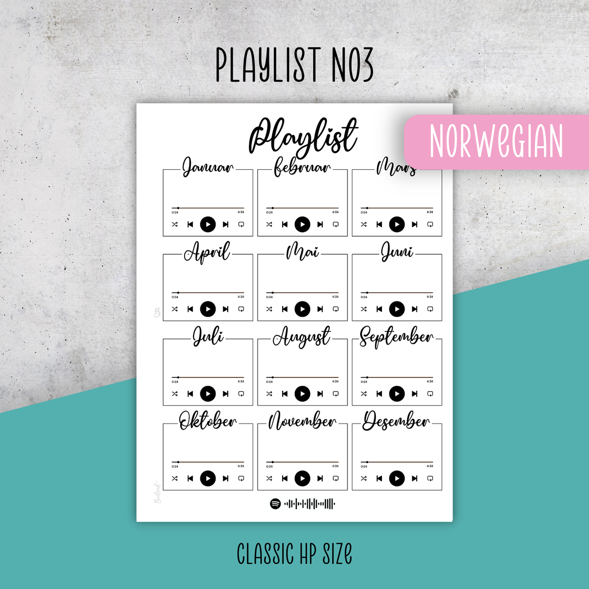 Playlist No3, Classic Size Insert