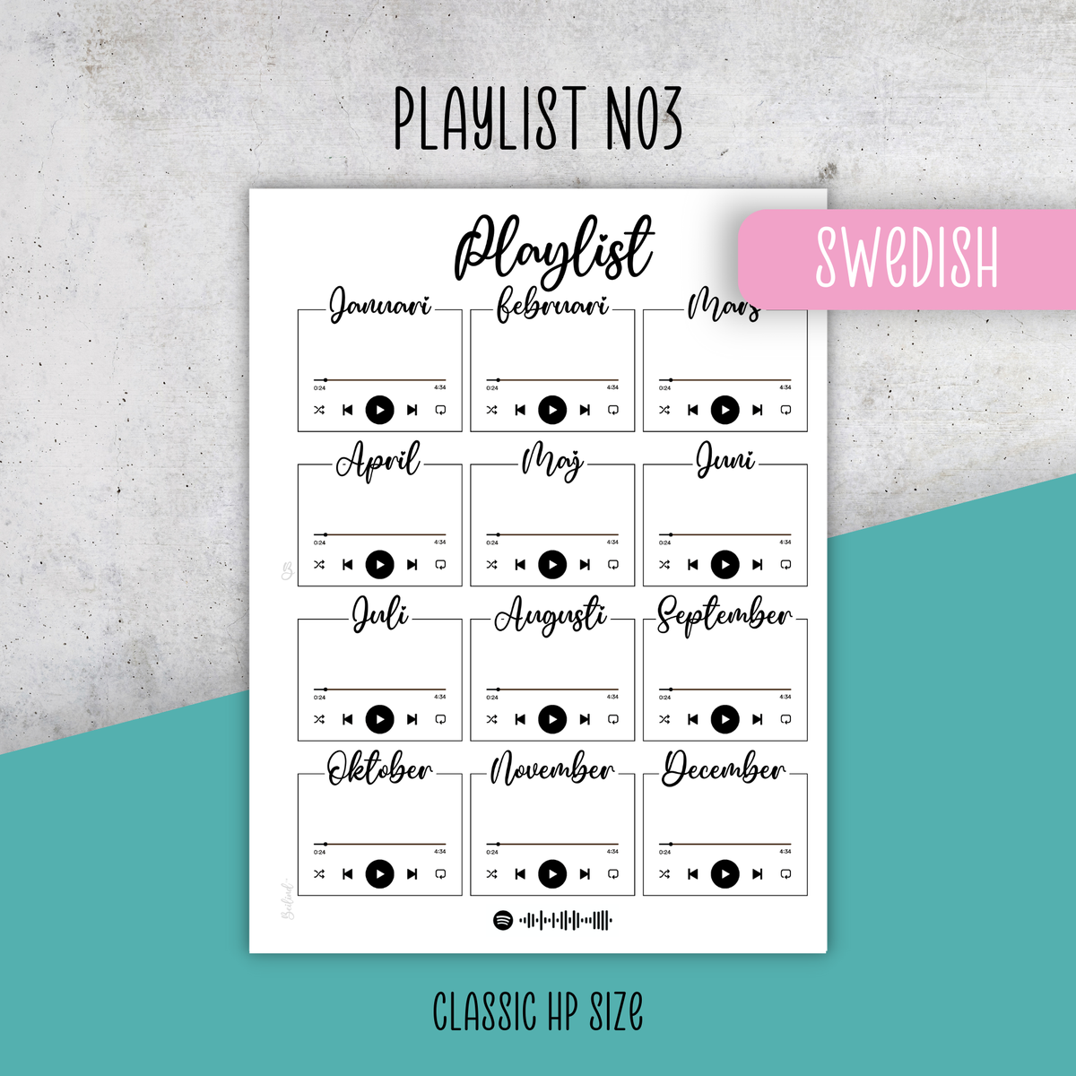 Playlist No3, Classic Size Insert