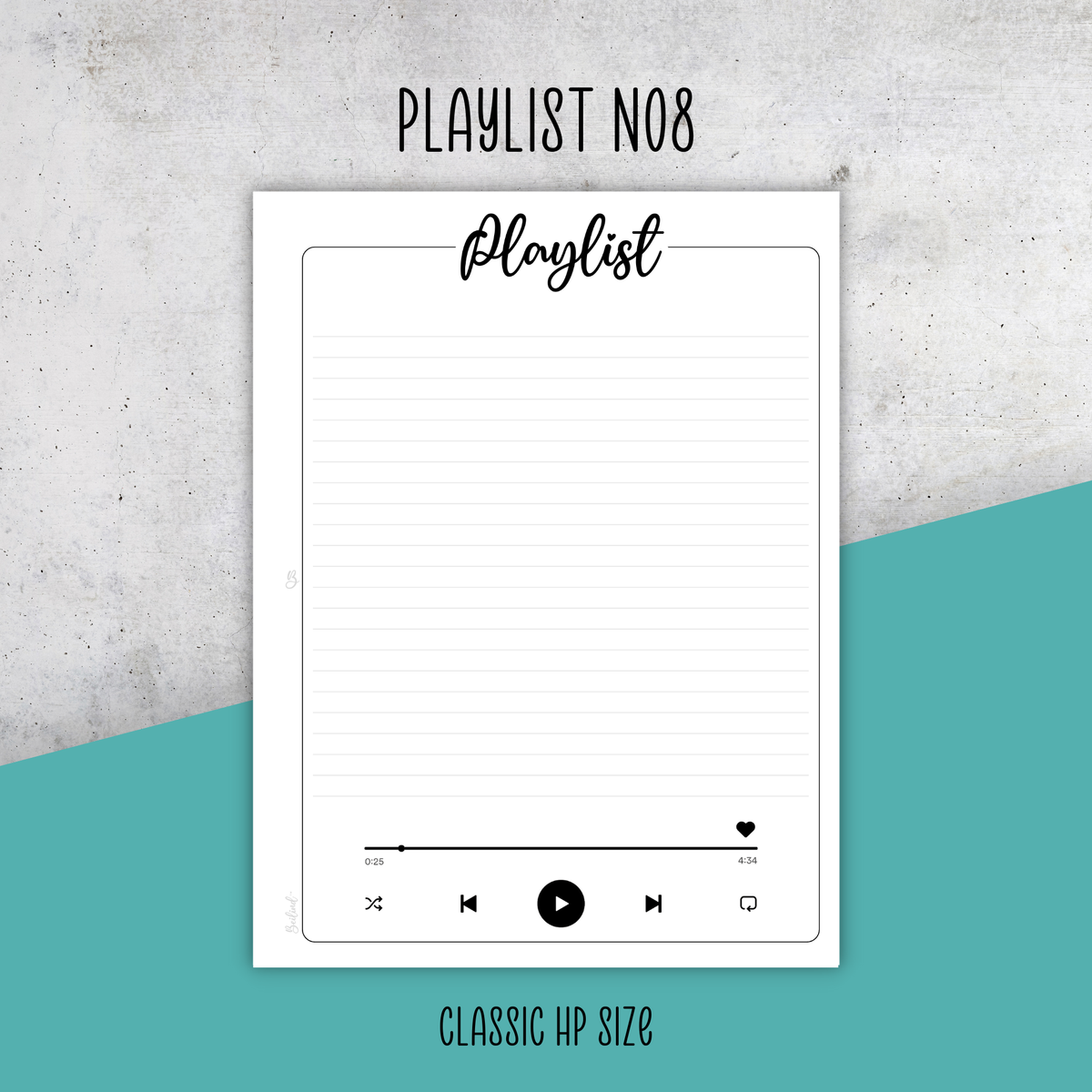 Playlist No8, Classic Size Insert