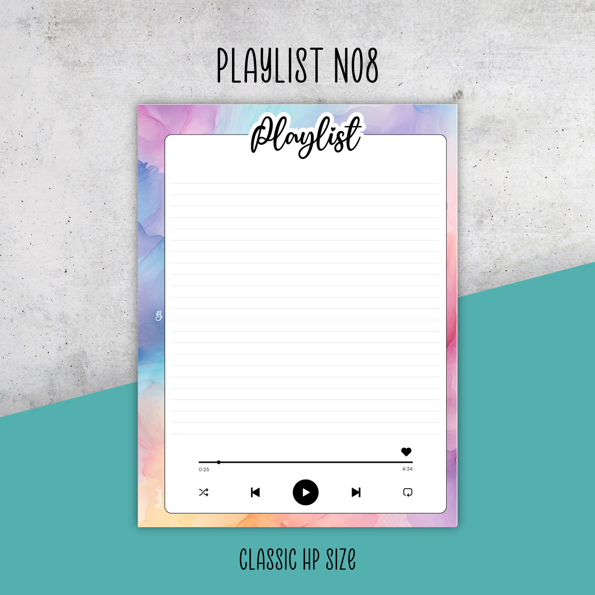 Playlist No8, Pastel Ink, Classic Size Insert