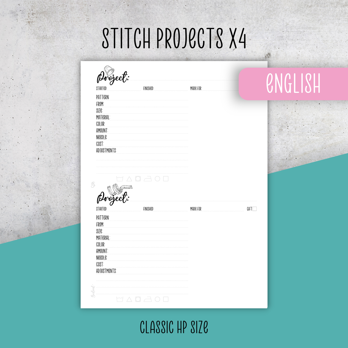 Stitch Projects x4, Classic Size Insert