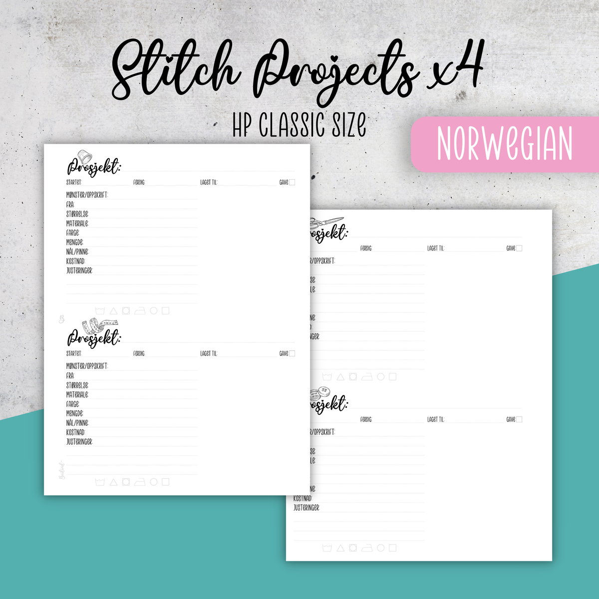 Stitch Projects x4, Classic Size Insert