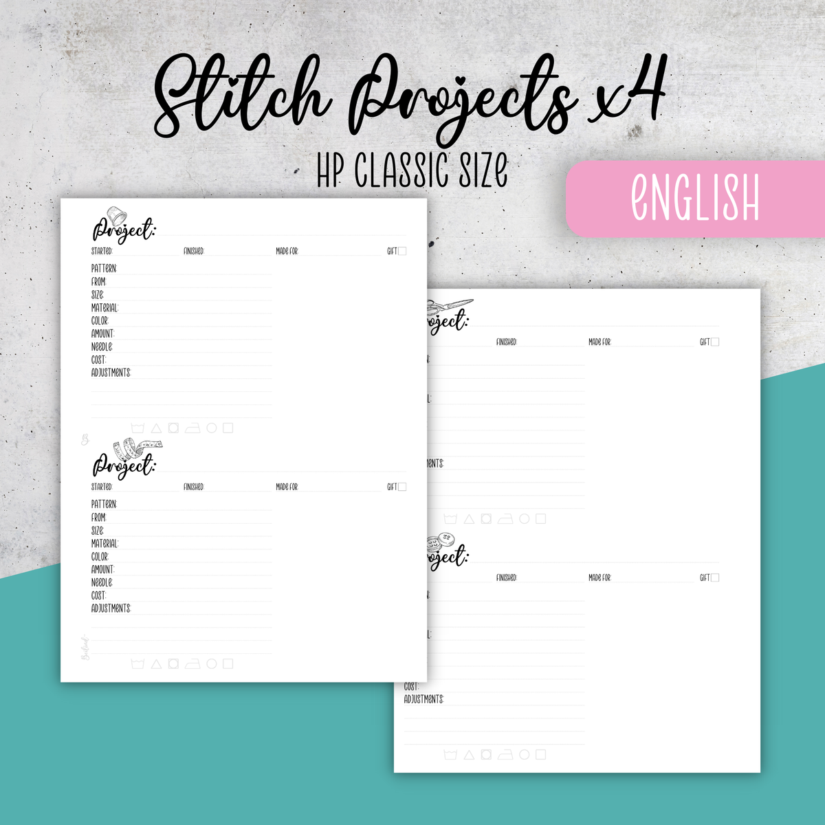 Stitch Projects x4, Classic Size Insert
