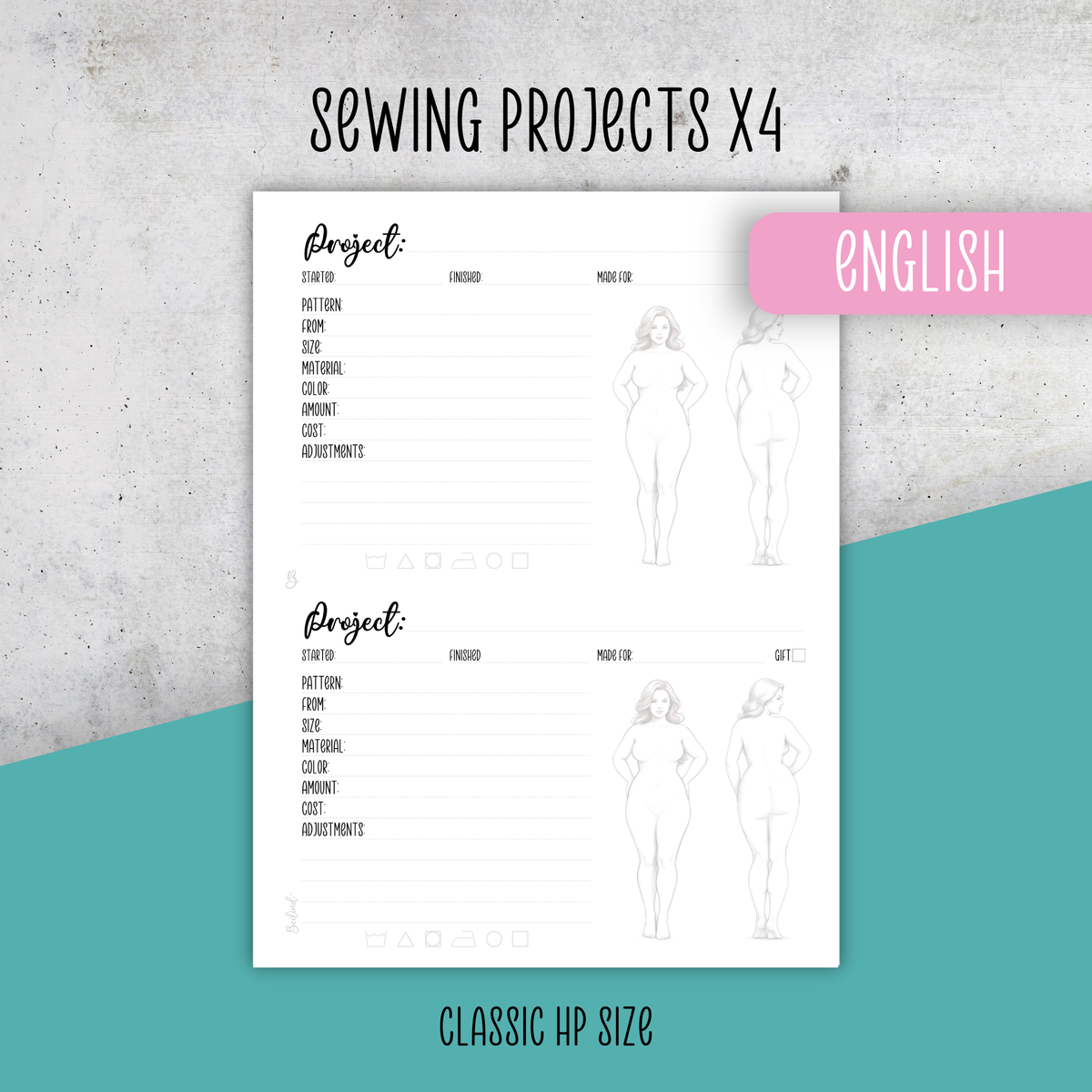 Sewing Projects x4, Classic Size Insert