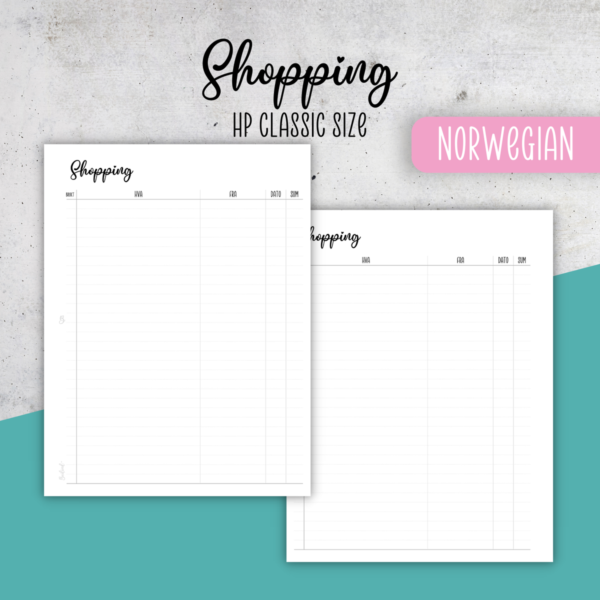 Shopping, Classic Size Insert