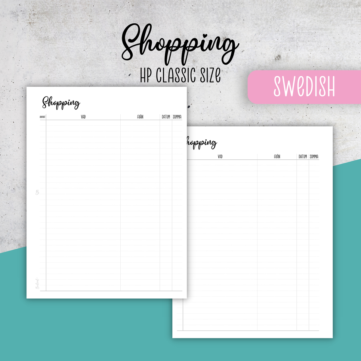 Shopping, Classic Size Insert