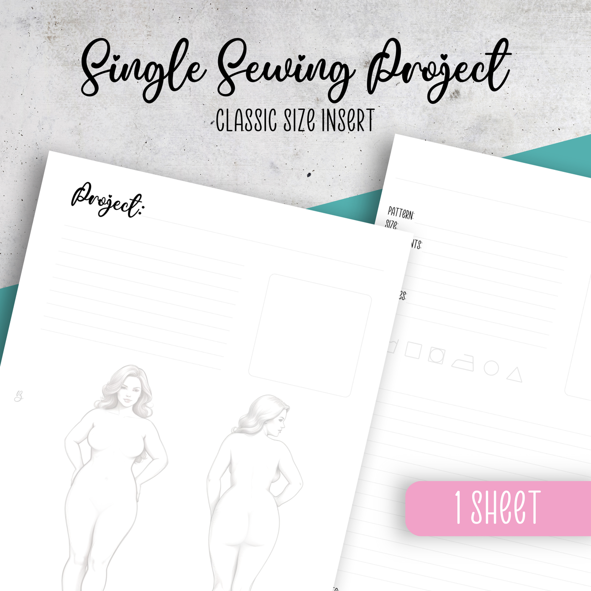 Sewing Project x1 Page, Classic Size Insert