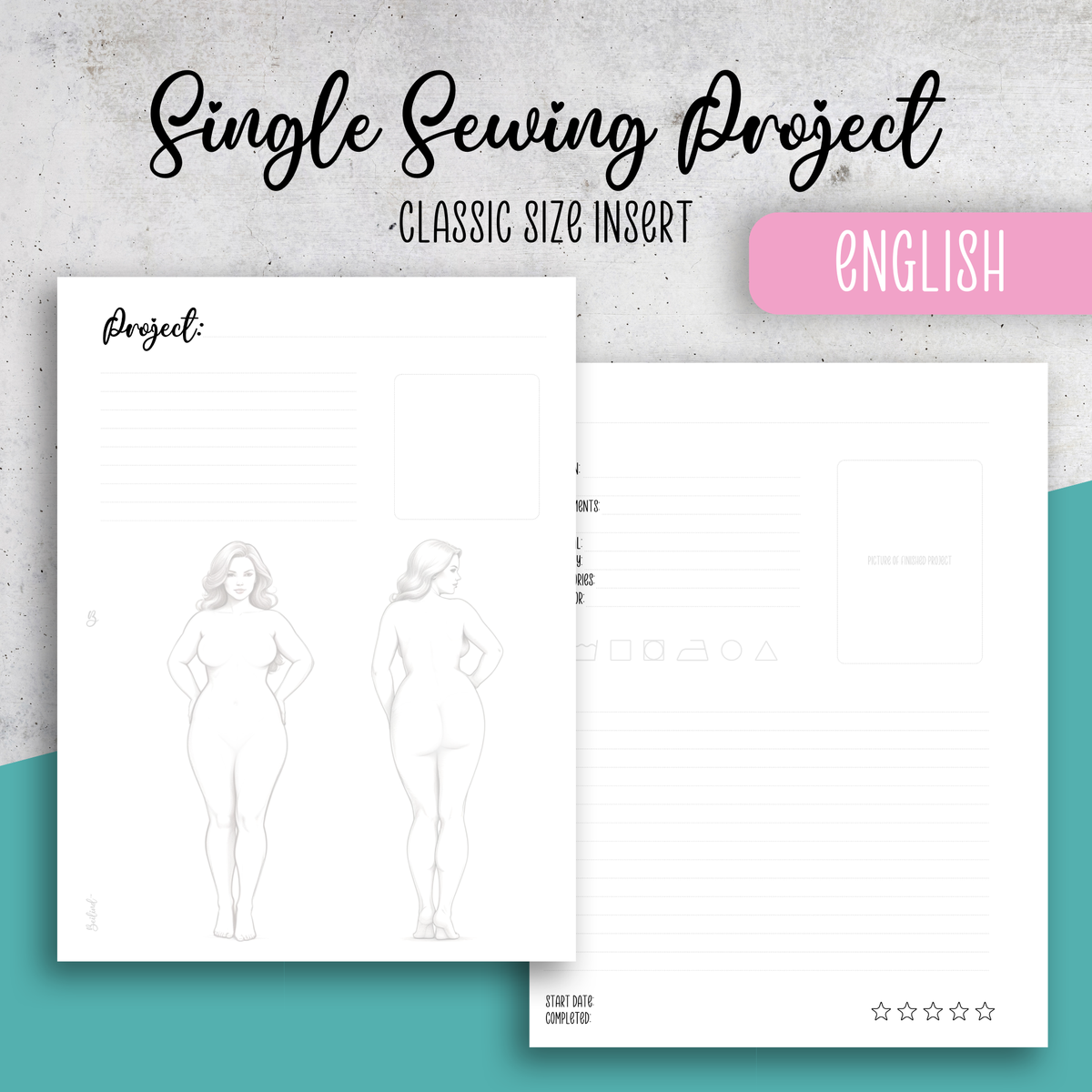 Sewing Project x1 Page, Classic Size Insert