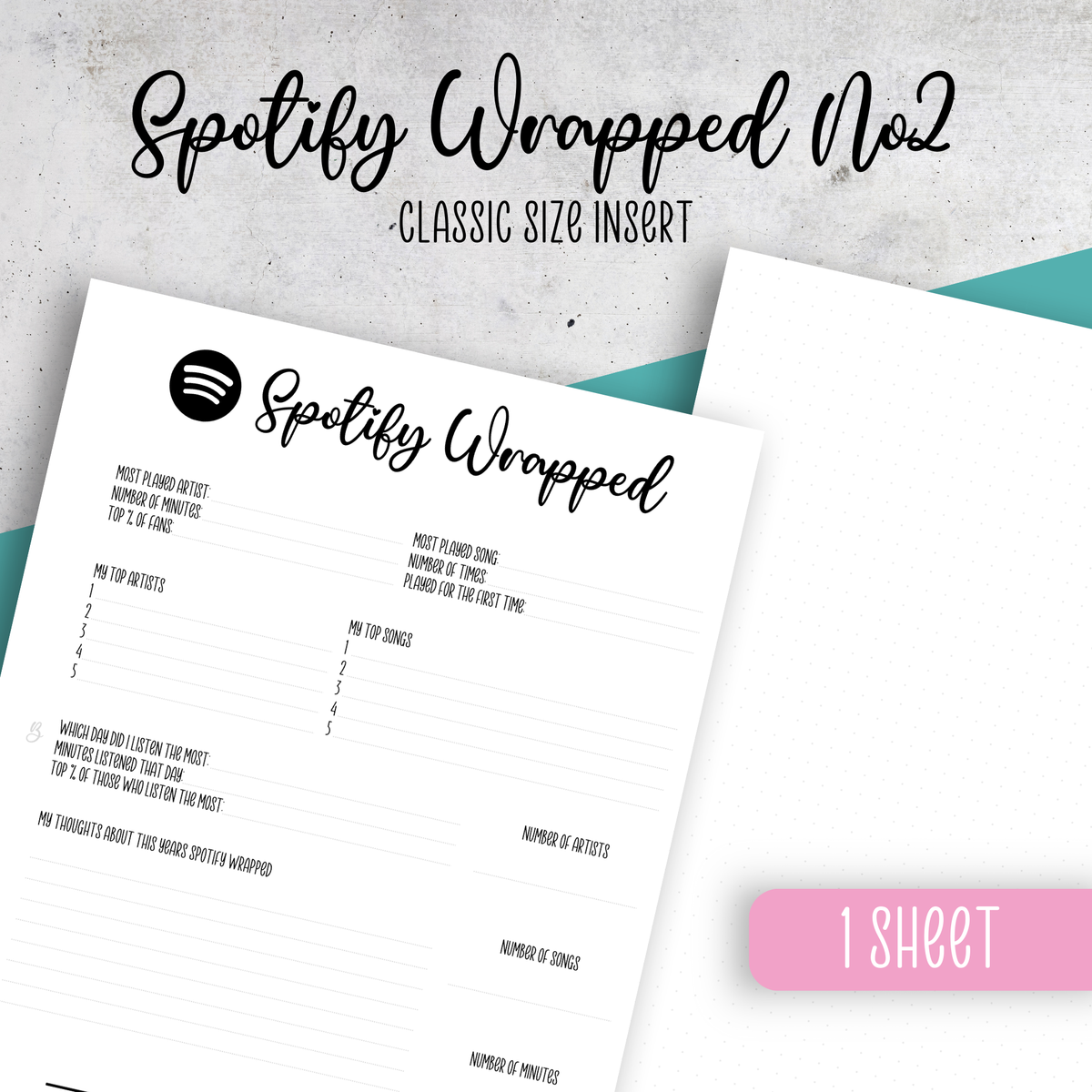 Spotify Wrapped No2, Classic Size Insert