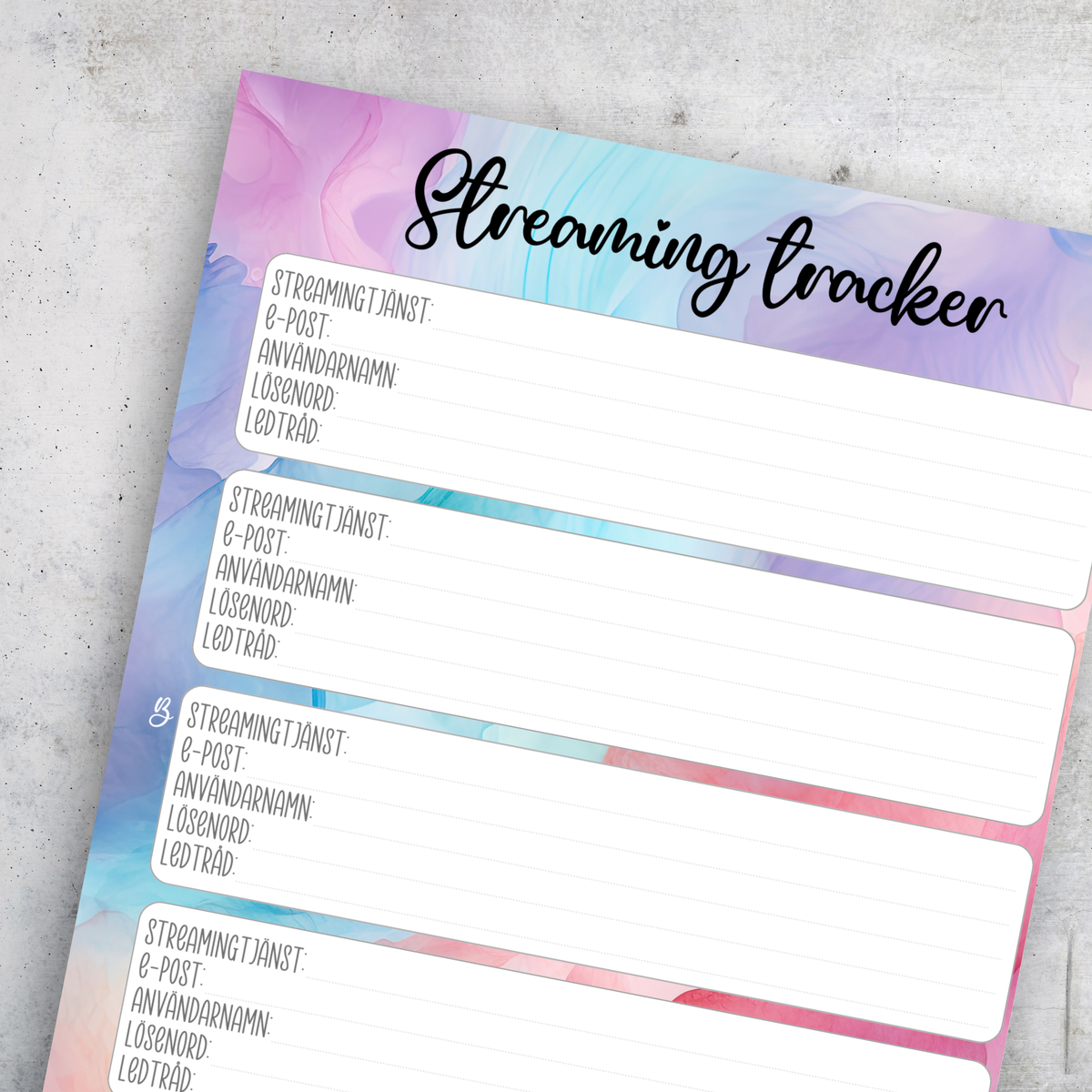 Streaming Tracker Pastel Ink, Classic Size Insert