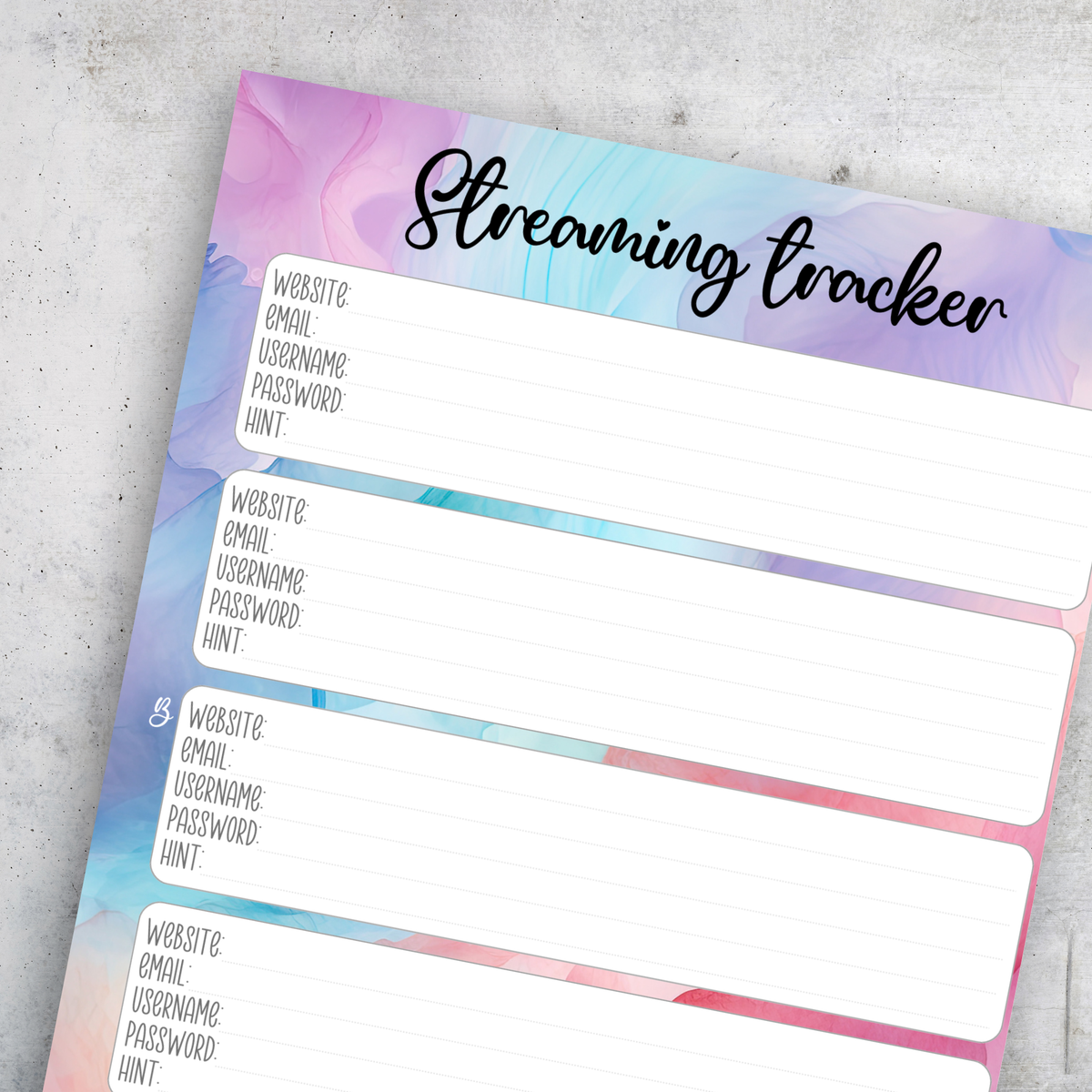Streaming Tracker Pastel Ink, Classic Size Insert