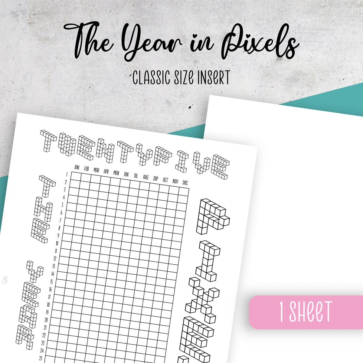Year in Pixels, Classic Size Planner Insert