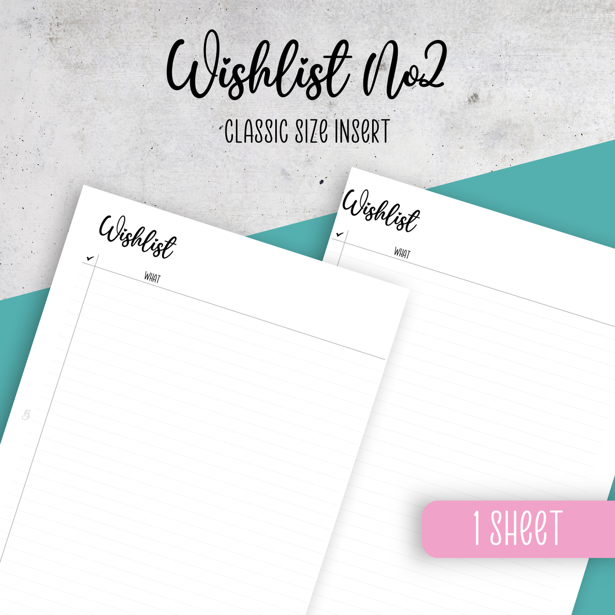 Wishlist No2, Classic Size Insert