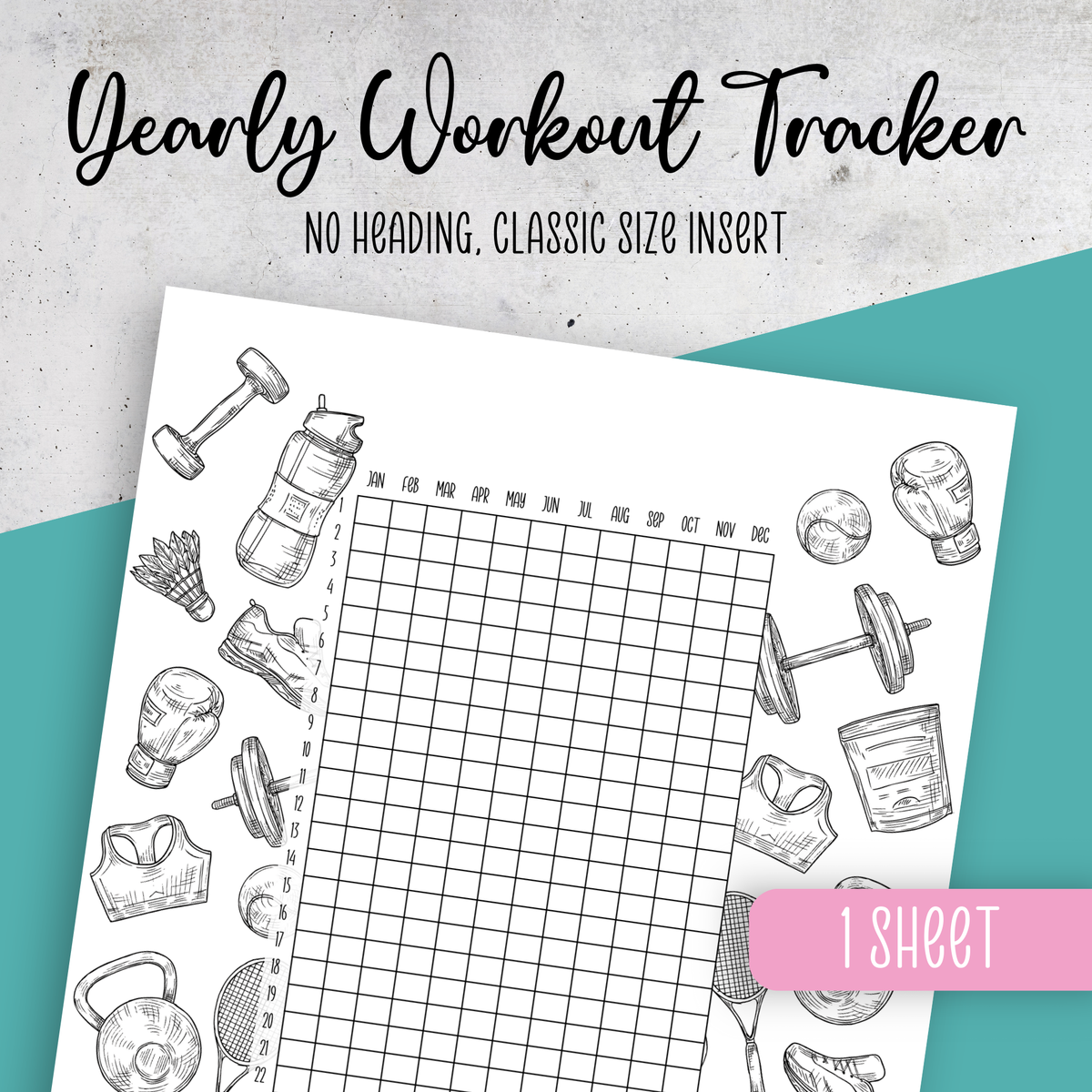 Yearly Workout Tracker, Classic Size Insert