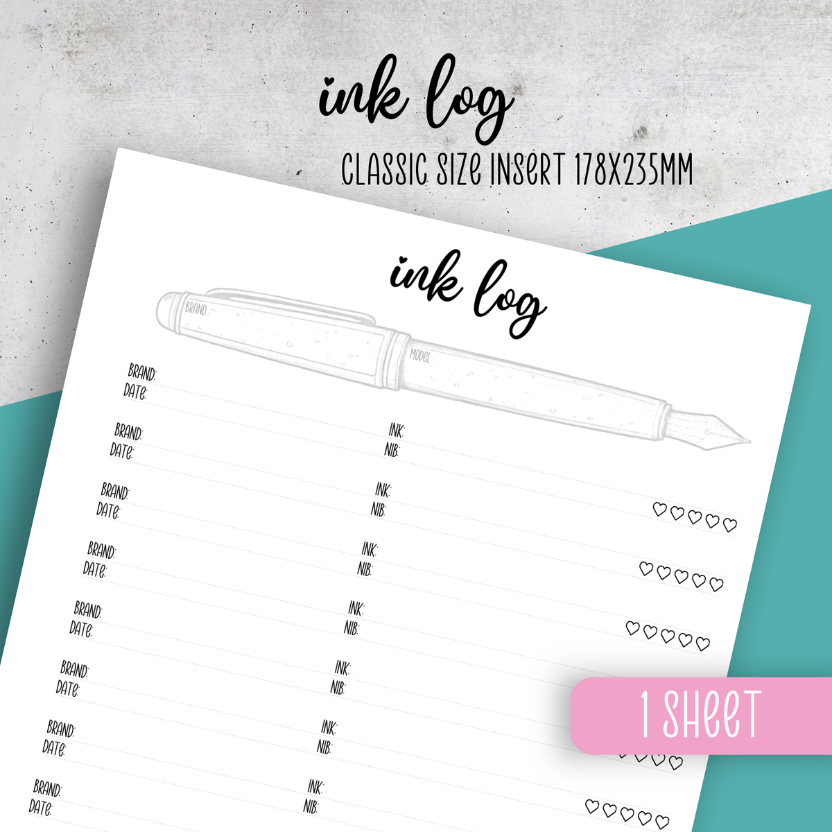 Ink Log Insert