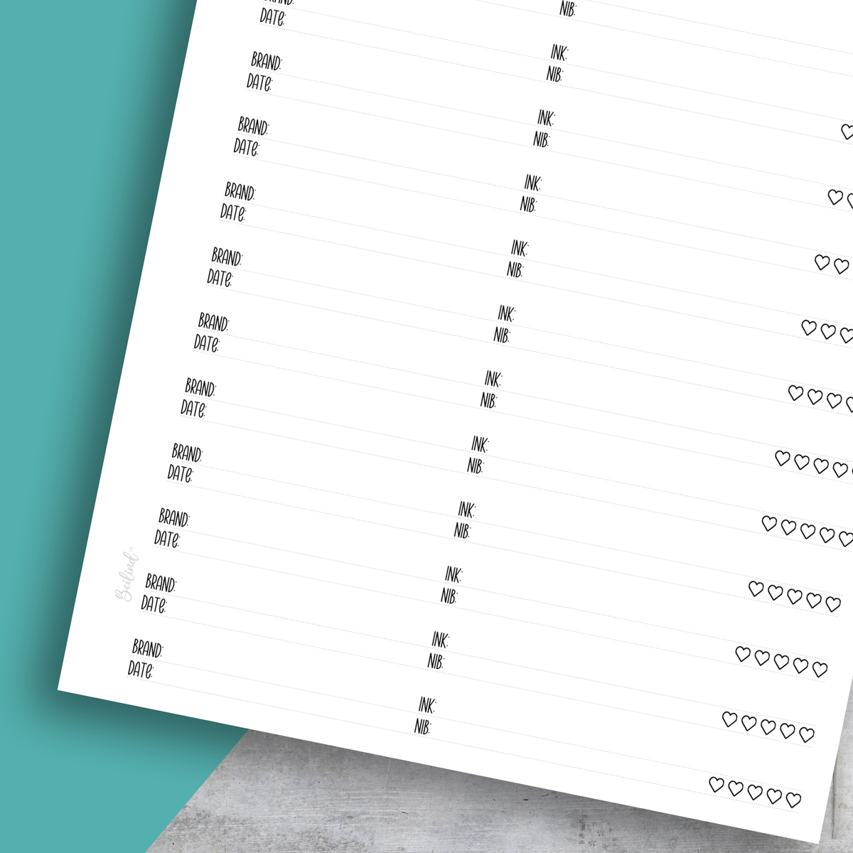 Ink Log Insert