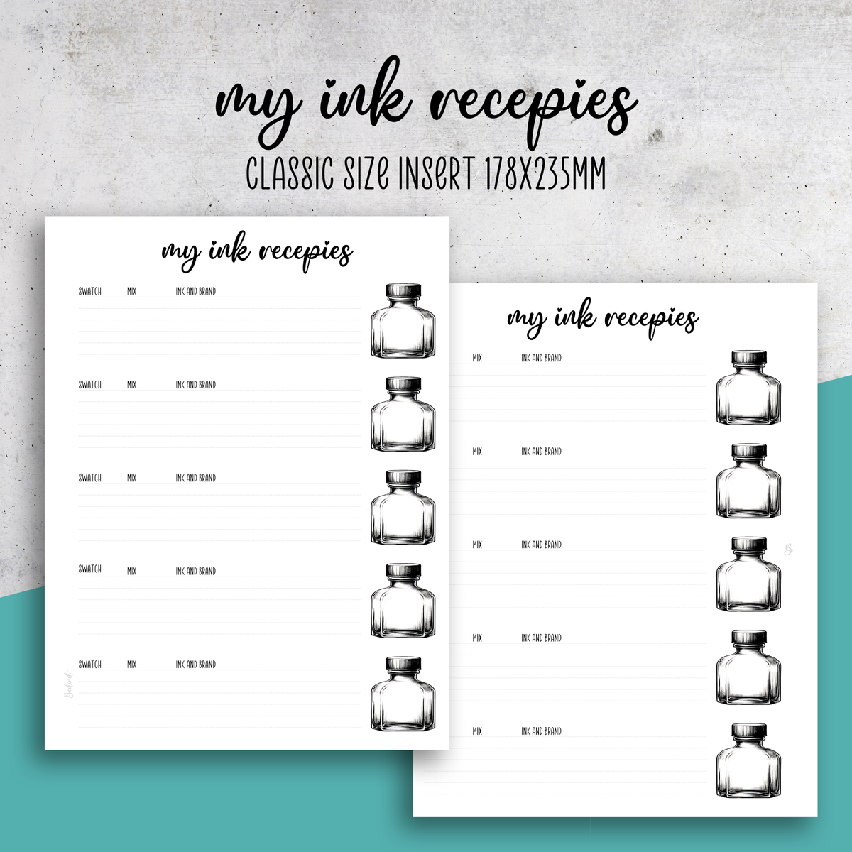 My Ink Recepies Insert