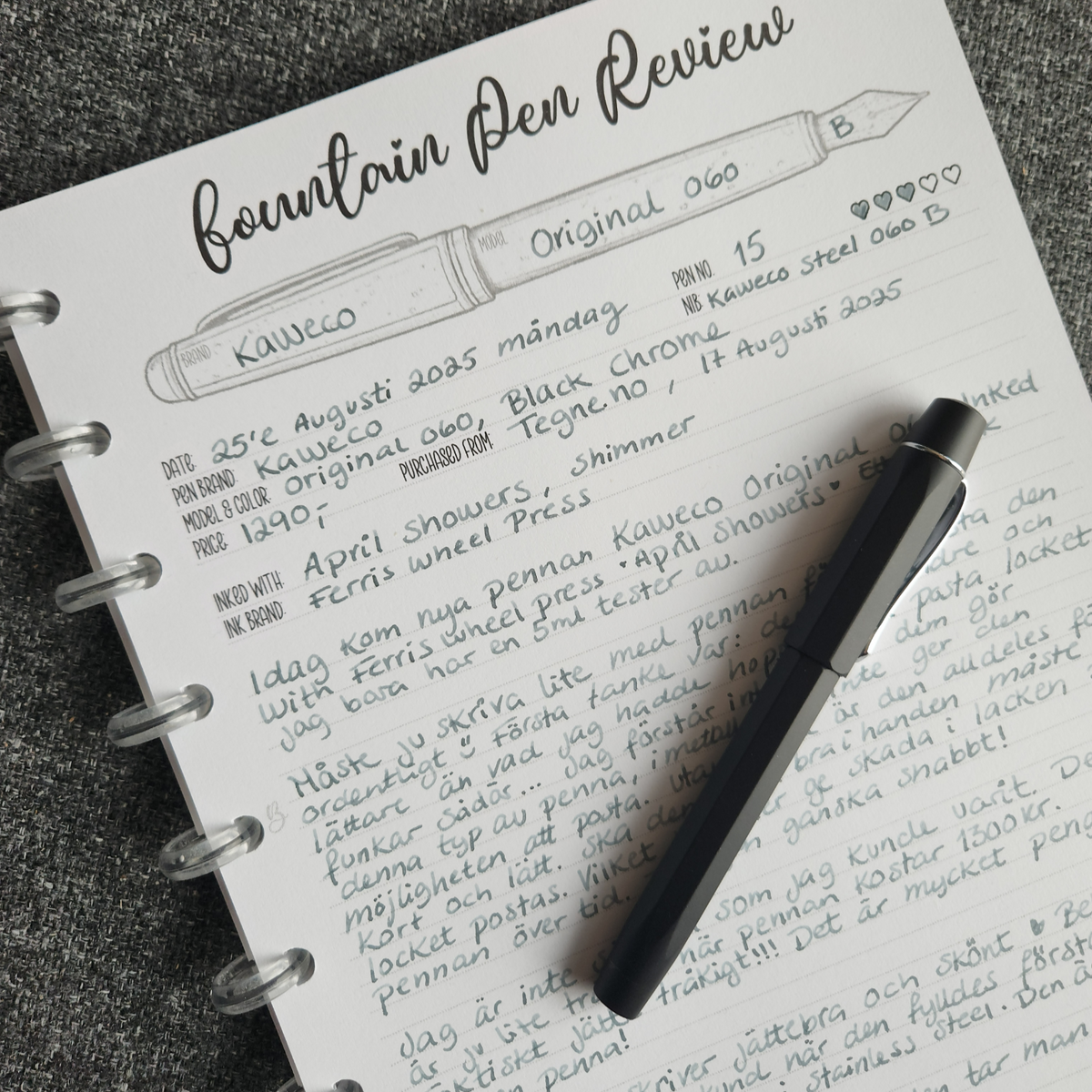Fountain Pen Review No. 1 Insert
