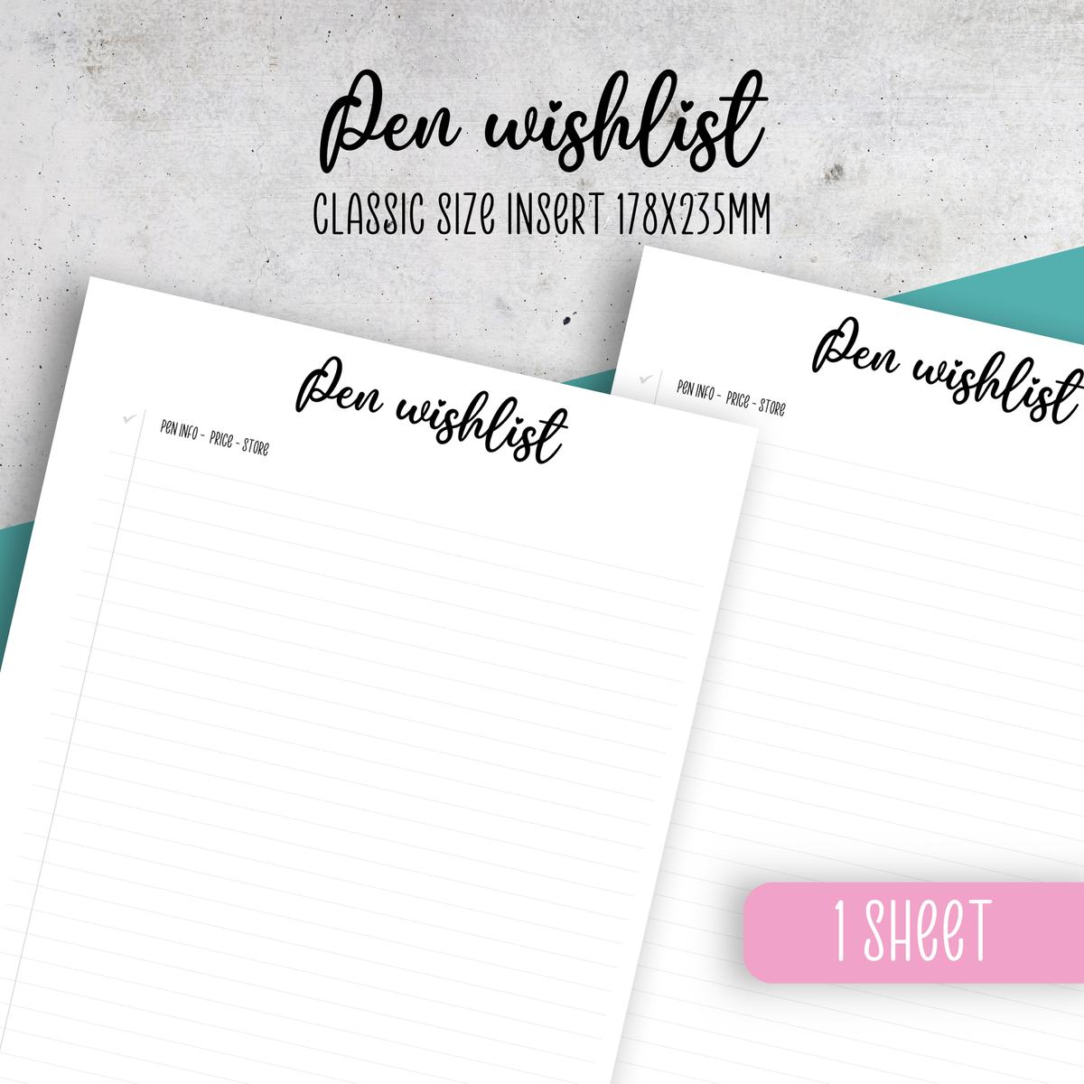 Pen Wishlist Insert