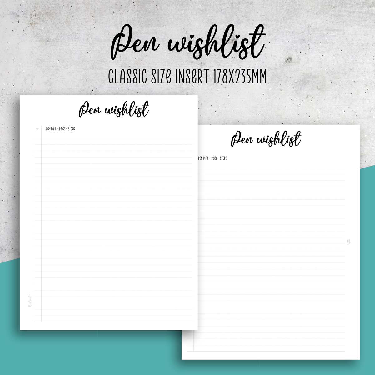 Pen Wishlist Insert