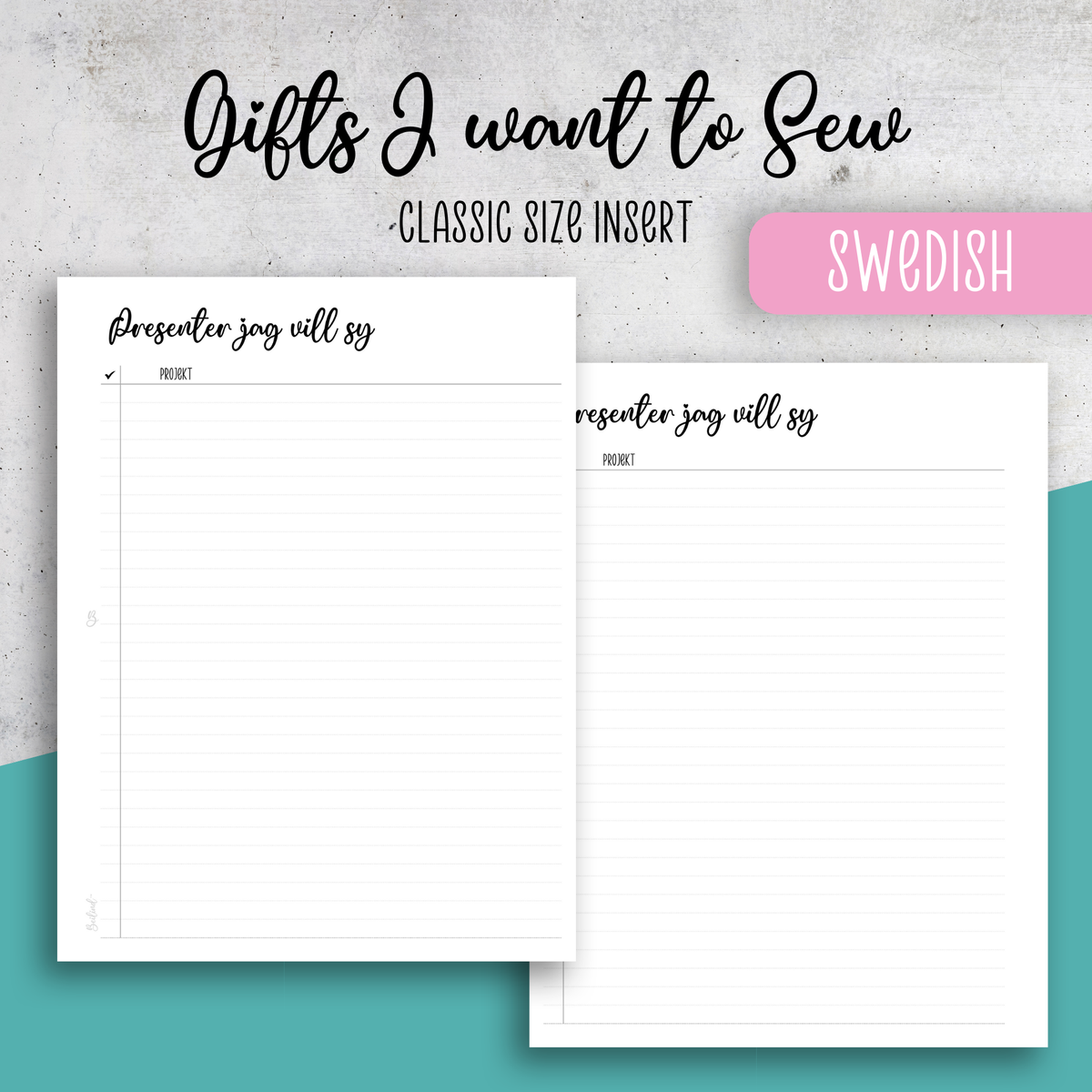 Gifts I want to sew, Classic Size Insert