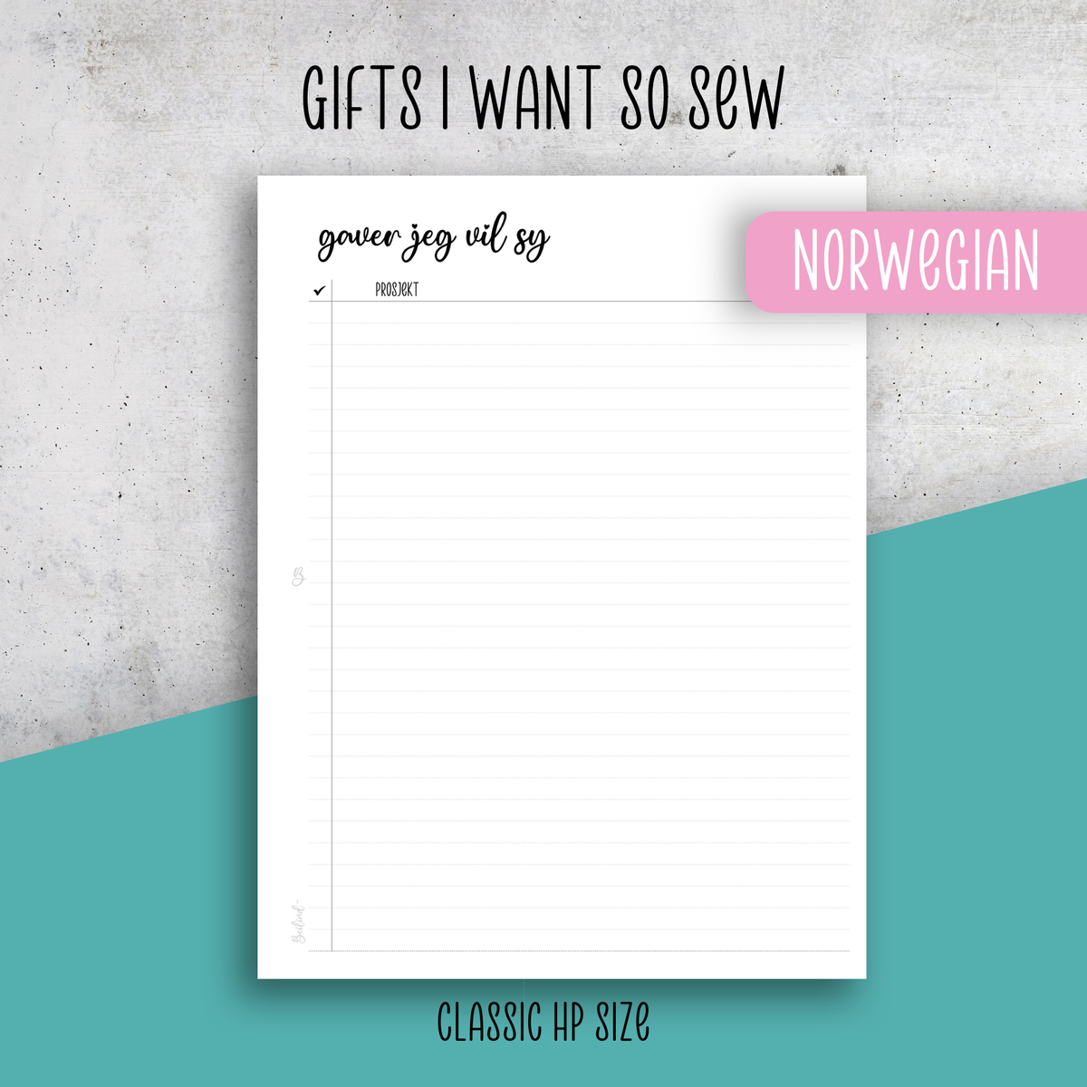 Gifts I want to sew, Classic Size Insert