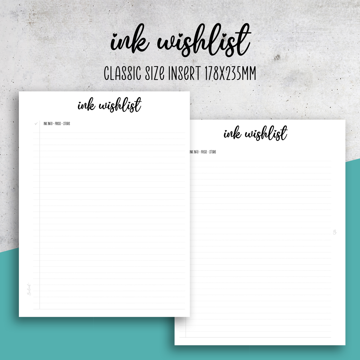 Ink Wishlist Insert