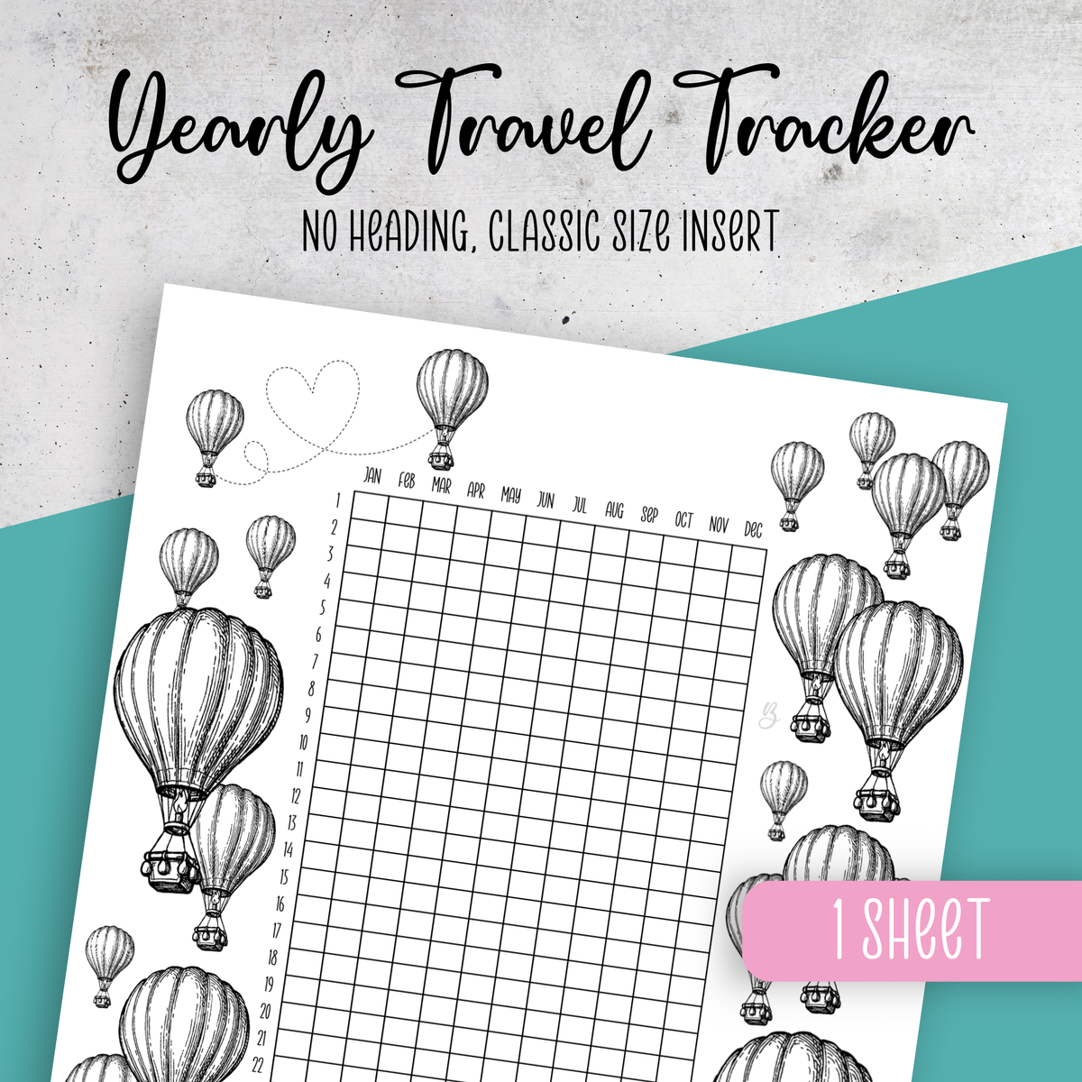 Yearly Travel Tracker, Classic Size Insert